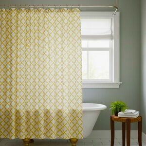 Pottery Barn Marlo Marigold Trellis Print Cotton Shower Curtain